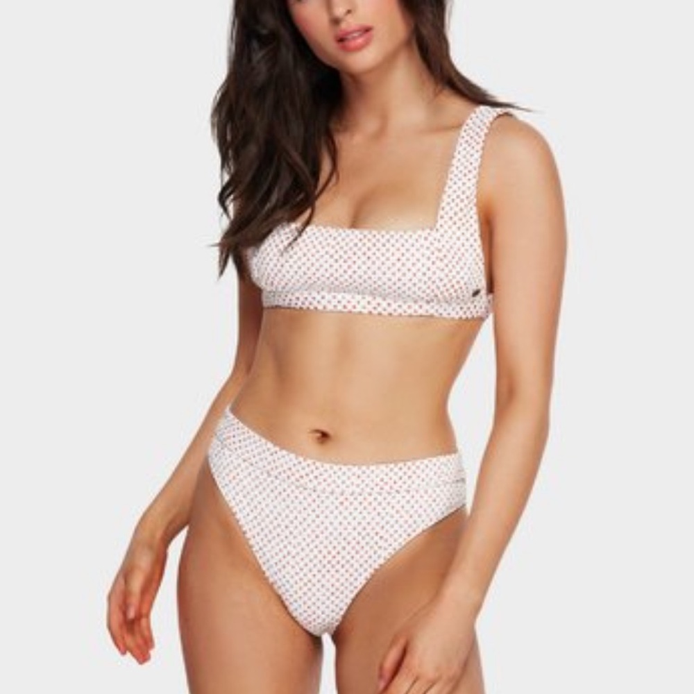 Billabong white red polka dot bikini swim suit set